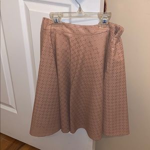 Light pink/tan leather skater skirt